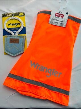 Wrangler Orange Reflective Pet Safety Vest & Pull Toy